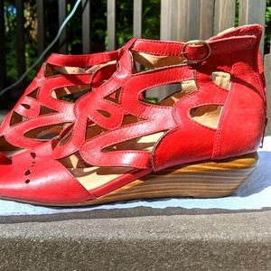 Miz Mooz red leather wedge sandals